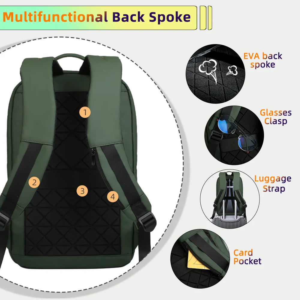 Heroic Knight Slim Backpack Backpack Men USB Porto Multifuncional Backpack de Viagem à prova d'água 14 "15,6" Bolsa de laptop para faculdade de trabalho