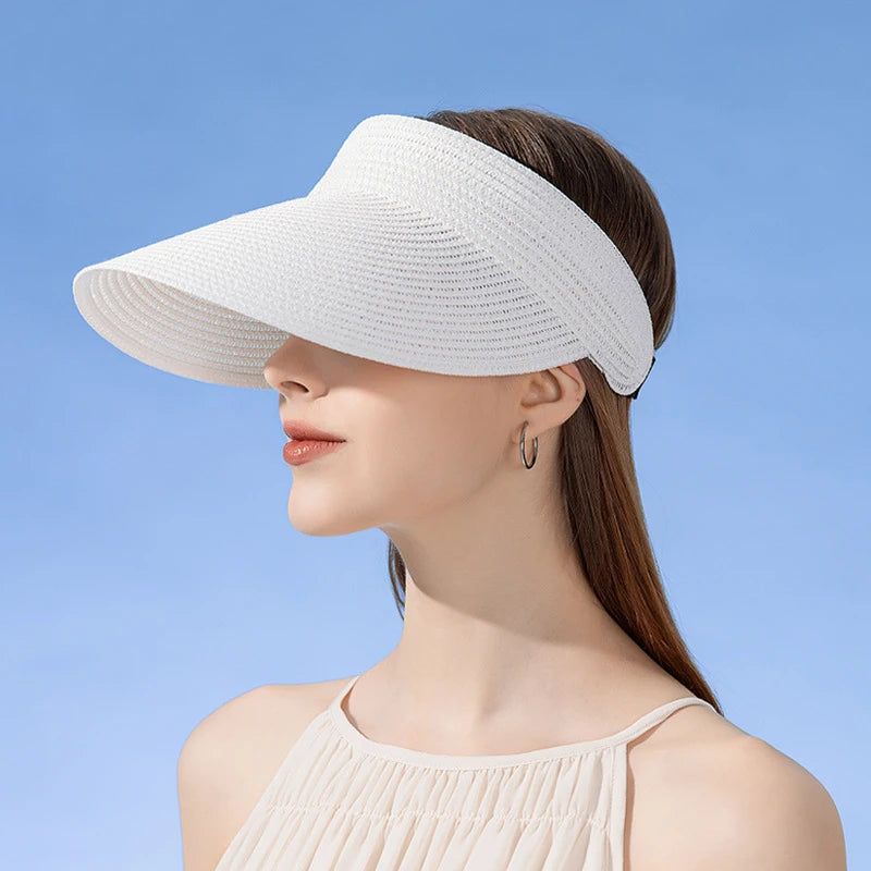 Fasci per la paglia da sole primavera ed estate da donna con cappello di paglia da sole vuoto Cappello per lingua Duck Top Duck BRIM Cap G37