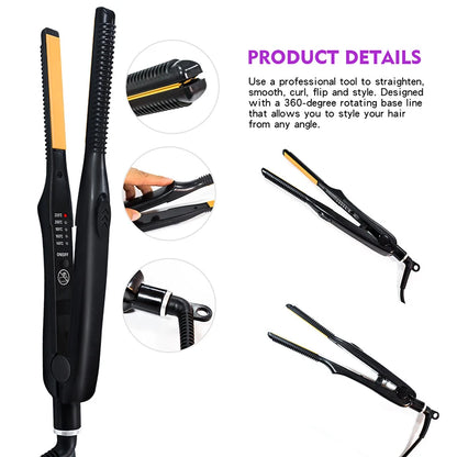 2-in-1 Straight Hair Curler Professional Ceraamic Flat Iron Short hiukset miehille ja naisille parta suoristaja
