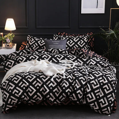 שמיכת מצעים שחורה יוקרתית סט עם מארז כרית מיטה מיטה בגודל מלא מיטה שווי שמיכה סט קווין/קינג מיטה כפולה מיטה יחידה