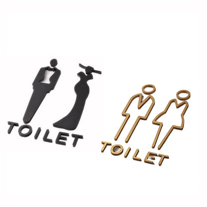 Wall Stickers Toilet Bathroom Door  WC Entrance Sign Home Decoration Creative Black Pattern Wall Decals Wallpaper  House Sign