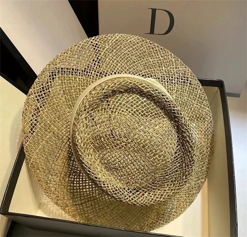 Summer 2024 French Straw Hat Sun Hat Tri-fold With Accessories Beach Hat Outdoor Travel Anti-UV Women's Hat Girls gorras