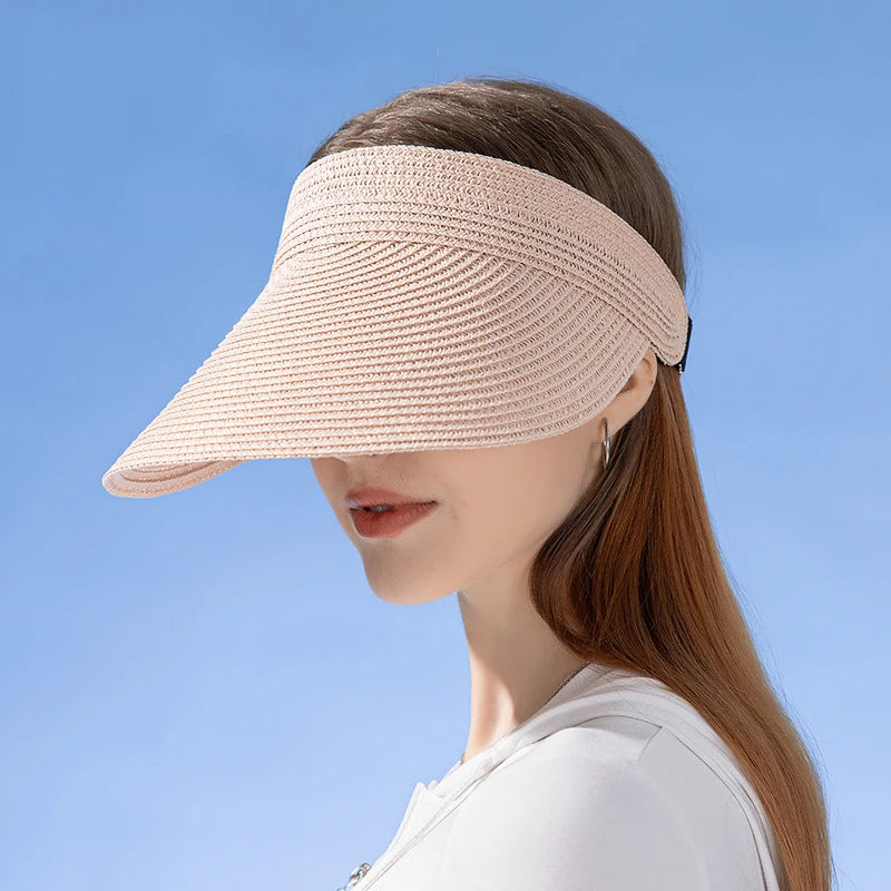 Fasci per la paglia da sole primavera ed estate da donna con cappello di paglia da sole vuoto Cappello per lingua Duck Top Duck BRIM Cap G37