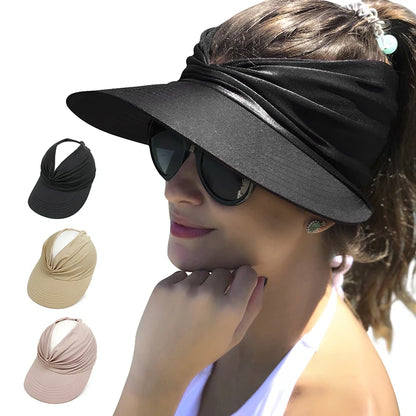 1pc chapéu adulto flexível para mulheres anti-UV da borda Viseira Chapéu fácil de transportar Caps de viagem Fashion Beach Summer Sun Protection Hats
