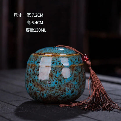 Ceramic tea can, small size, portable, kiln sealed can, household tea storage tank, powder medicine can tea tin Coffee can