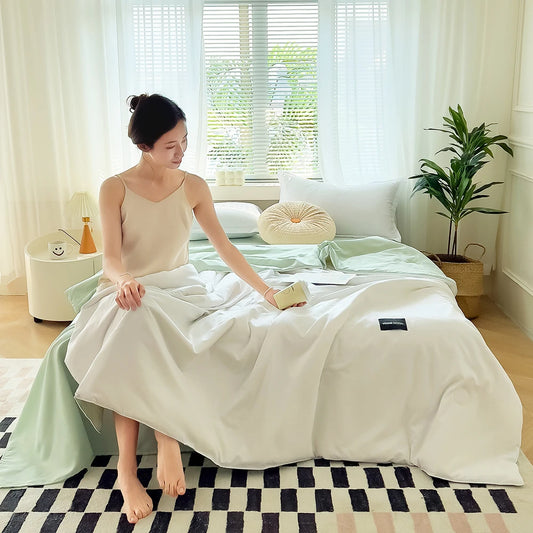 Yanyangtian Solid Color Spring Summer Quilt Deken Bed Cover Twee-Sided Quilted Coverter 150 200 Koningkoningin met eenpersoonsbedden