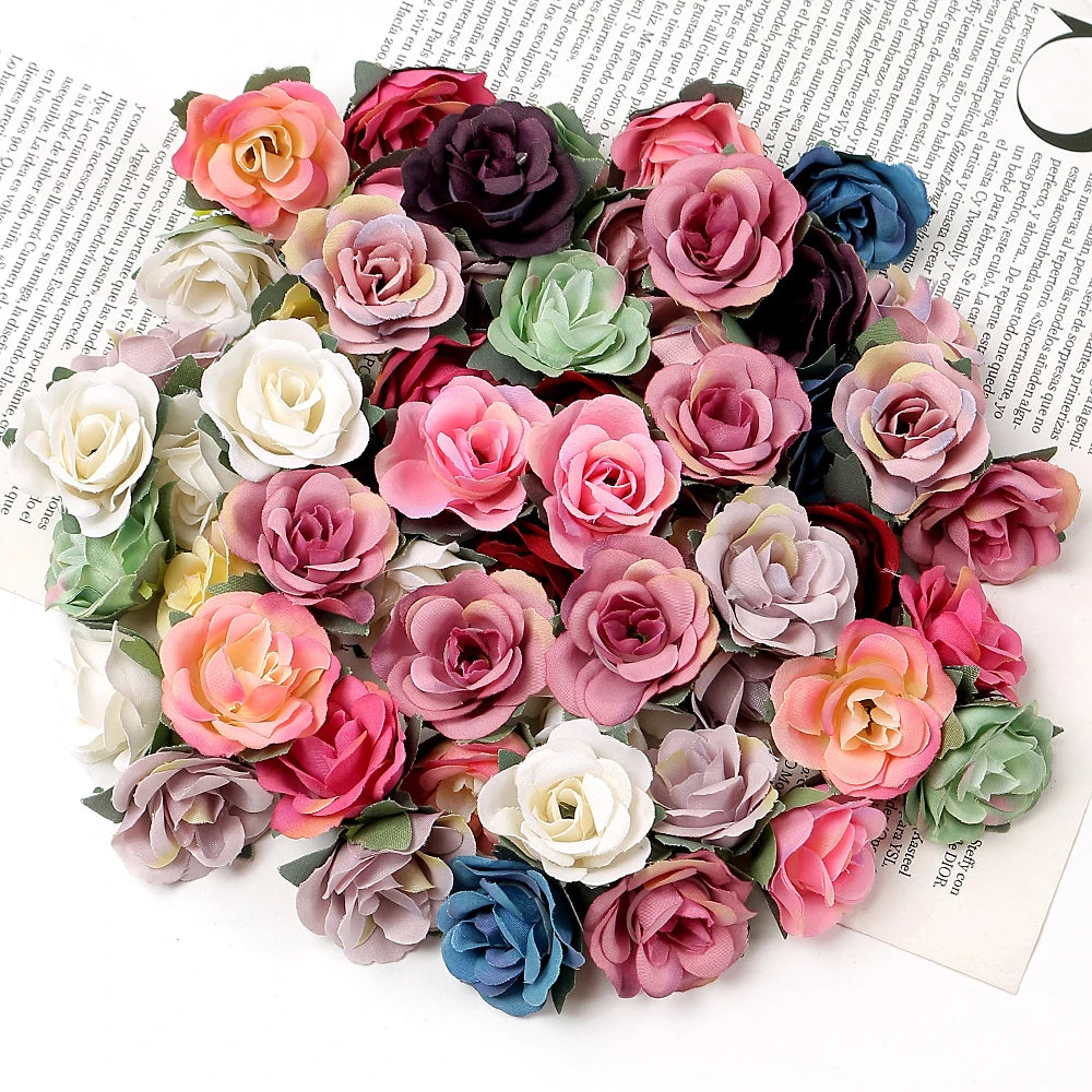 10/20/50 pezzi di fiori artificiali rosa 3,5 cm Finori finti per decorazioni per la casa Decorazione del matrimonio Ghirlande Ghirlanda Accessori regalo