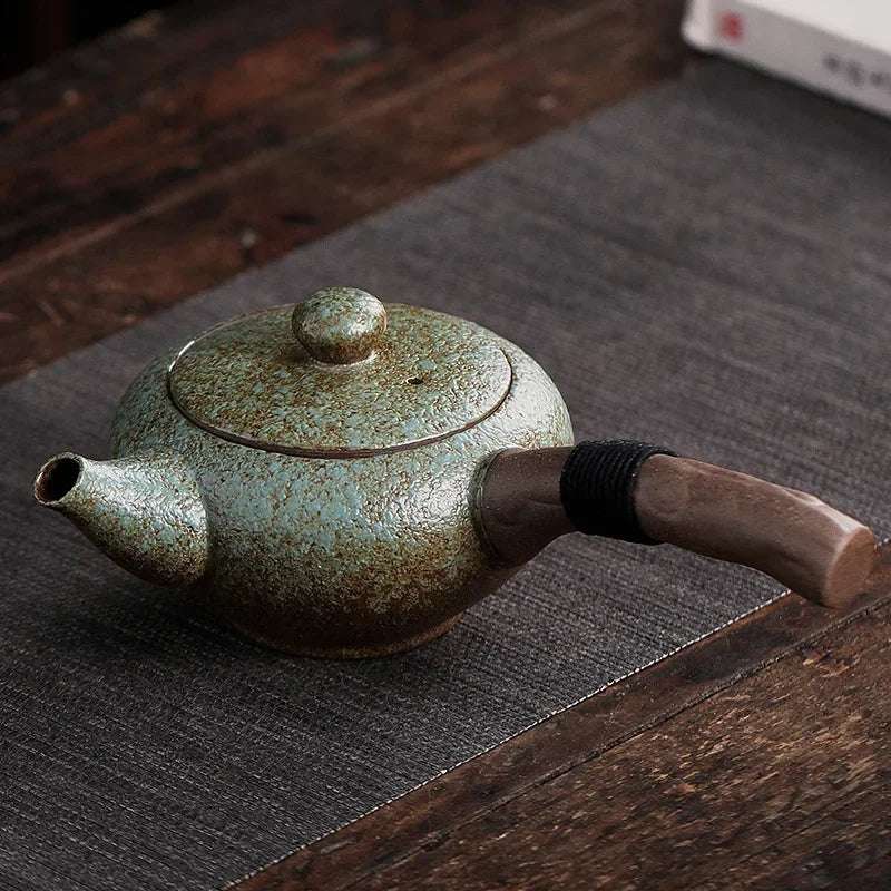 240ml Coarse Pottery Side Handle Pot Ceramic Household Chinese Kung Fu Tea Set Tea Making Pot Single Pot Tea Ceremony Customized