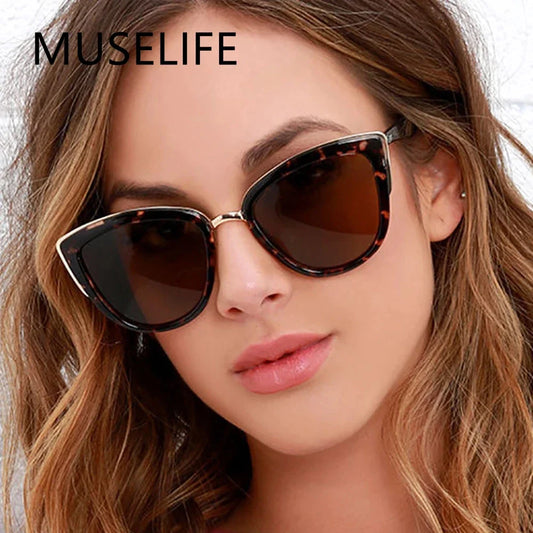 Muselife Cateye Gafas de sol Mujeres anteojos de gradiente Vintage Gaf Country Mouse