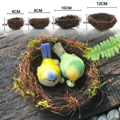 Round Rattan Birds Nest Crafts Handmade Dry Natural Bird's Nest for Garden Yard Decor Birdhouse Eggs Rangement Panier de rangement
