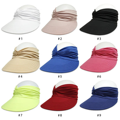 1dc-os rugalmas felnőtt kalap nőknek, UV-ellenes, karimás Visor kalap könnyen hordozható utazási sapkák divat tengerparti nyári napvédő kalapok