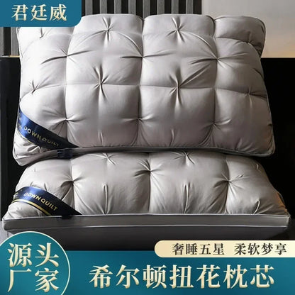 Panno 3D di lusso Down e cuscini da letto piuma per letti per letto a letto al 100% di cotone di cotone con ripieno naturale supporto morbido
