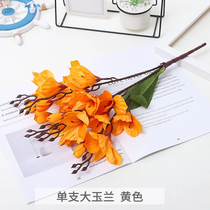 High Quality 5 Forks 20 Head Artificial Magnolia Flower For Home Living Room Table Decoration Bride Wedding Party Flower Bouquet
