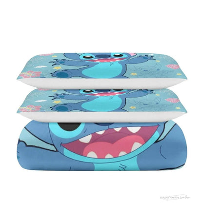 Cute Stitch Cartoon Bedding Set for Kids Boys Girls Anime Quilt Set Cute Cartoon Duvet Cover 1 Duvet Cover and 2 Pillowcases