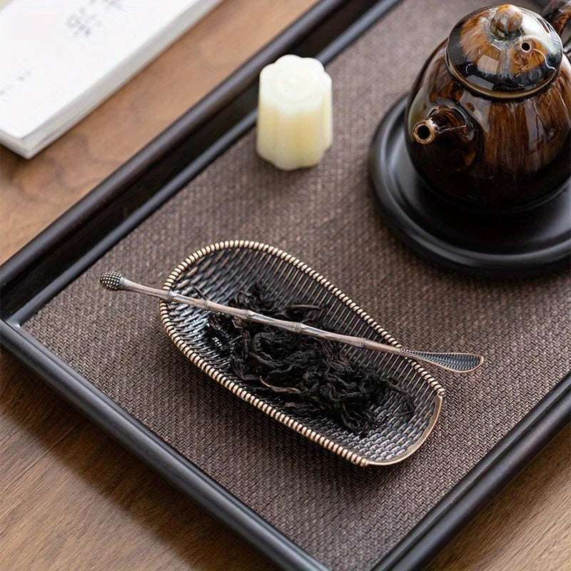 2Pcs/Set Alloy Weaving Chaze Tea Shovel Set Handmade Coffee Bean Taking Tools Traditional Kung Fu Tea-scoop Accessories