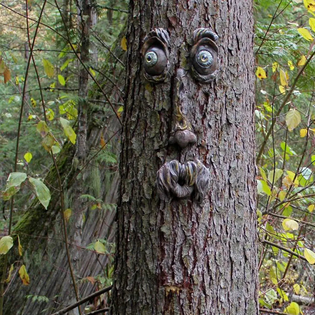 Rinde Ghost Face Gesichtsbehandlung mit alten Mann Baumdekorat Hofkunst Dekorationen Monster Skulpturen Outdoor DIY Halloween Ornamente