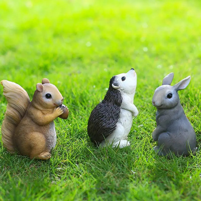 1 por ciento adornos de jardín de ardillas de conejo decoración del patio del patio adornos animales del hogar jardín creativo diseño de paisajismo