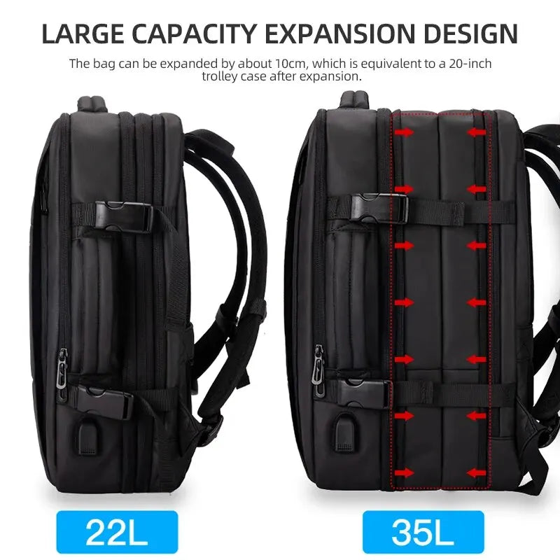 Mochila de negocios HK para hombres impermeables antirrobo de 15.6 "mochila para computadora portátil de gran capacidad de gran capacidad expansible bolso de viaje corto viaje