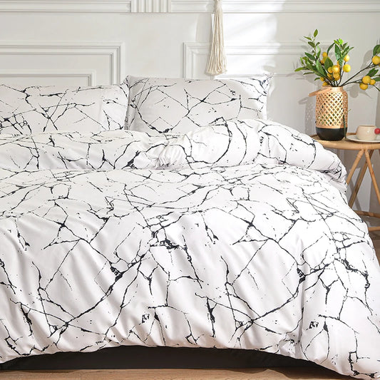 Set de lenjerie de pat alb -negru pentru pat dublu Sabanas Cama Queen Matrimonial/King Comforter Sets Cover cu o singură plută cu pernă