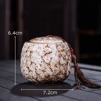 Painted Tea Canister Tassel Sealed Ceramic Storage Jar with Lids Porcelain Coffee Container Desk Decoration Tea Cans Candy Pots