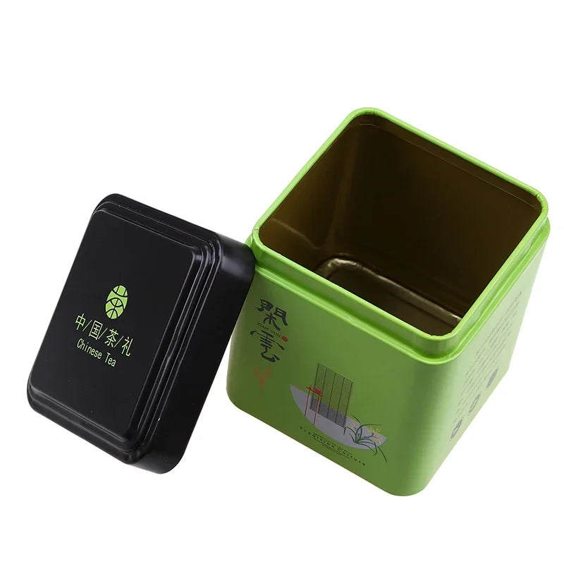 Mini Iron Tin Storage Box Tea Coffee Caddy Square Sealed Packaging Box Canister Vintage Tea Cans Kitchen Storage Container Jar