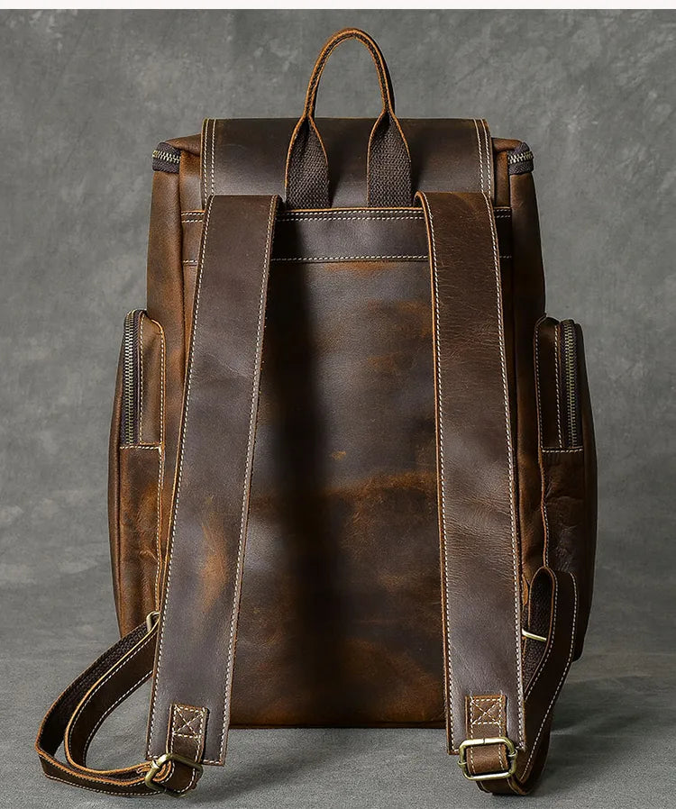 Vintage Crazy Horse authentique sac à dos en cuir hommes Bagpack en cuir grimpant Rucksack mâle grand randonnée sac à dos M814
