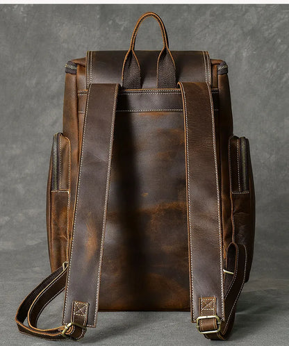 Cazzo vintage Crazy Genuine Backpack in pelle uomini uomini in pelle Stucker Rucksino Male Backpack M814