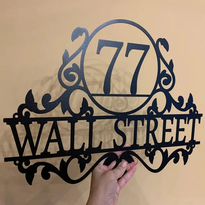 Personaliseret metaladresse -tegn til hus Brugerdefineret nummer Street Adresse Plaque Outdoor Plaque Wall Hanger Art Front Door Signs