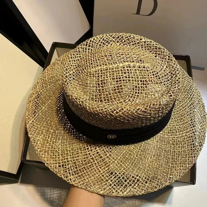 Summer 2024 French Straw Hat Sun Hat Tri-fold With Accessories Beach Hat Outdoor Travel Anti-UV Women's Hat Girls gorras