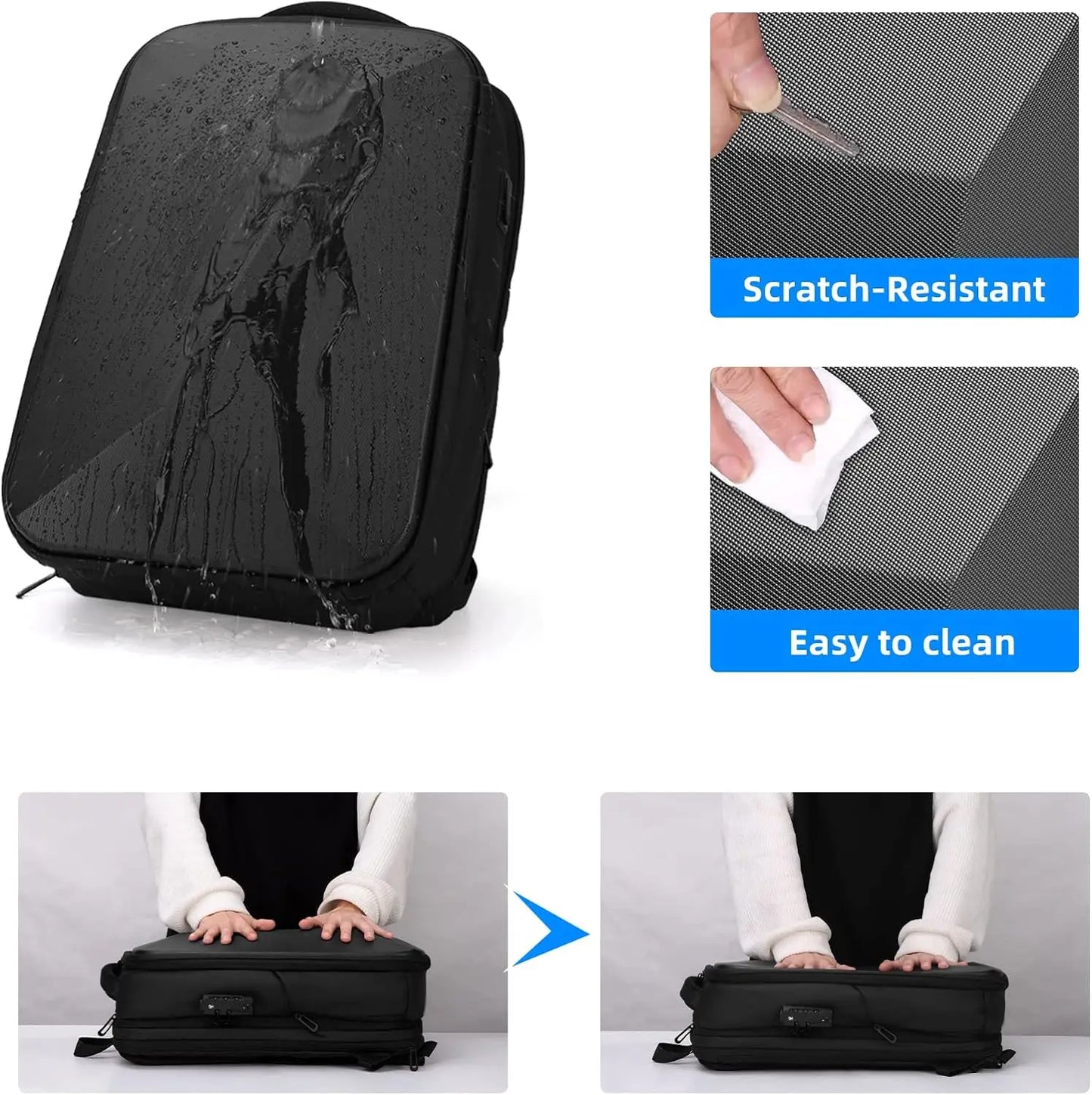 Laptop de viagem expansível Menina de mochila se encaixa em 15,6 polegadas à prova d'água da bolsa de negócios de Business Charging Case Hard Case Mochilas de Hombre