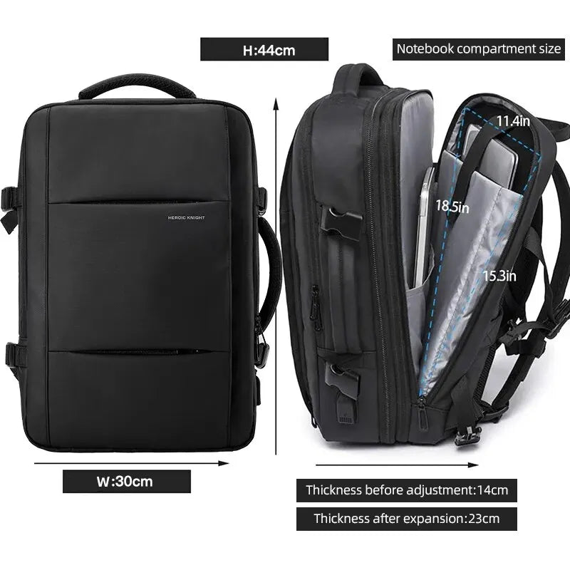 Mochila Business HK para homens Anti-roubo à prova d'água de 15,6 ”de laptop Backpack de grande capacidade Casual Saco de viagem Expandível Viagem curta
