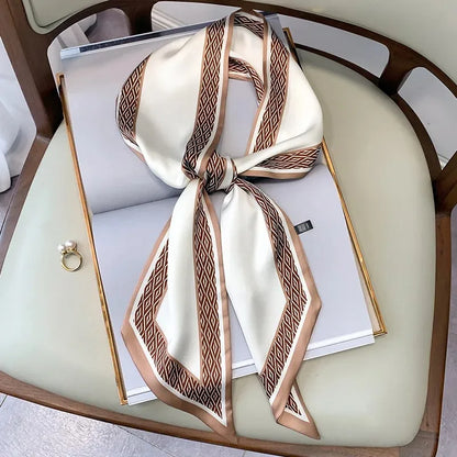 Luxus hosszú selyem sál női állati ló nyomtatás vékony keskeny sál táska hajszalag szalagkendő nők nyakkendő