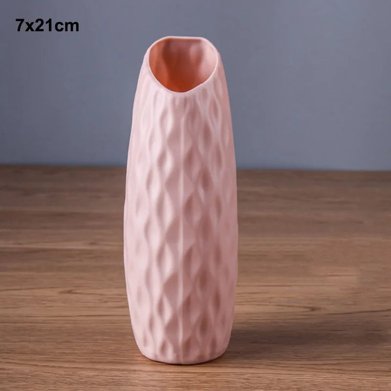 Morandi Plastic Vase Living Room Decoration Ornaments Modern Origami Plastic Vases for Flower Arrangements Home Decoration