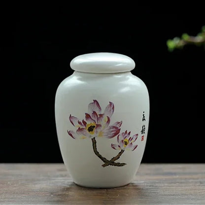 Portable Ceramic Tea Caddy Household Storage Sealed Tank Travel Coffee Moisture-proof Jar Kitchen Spice Candy Containers
