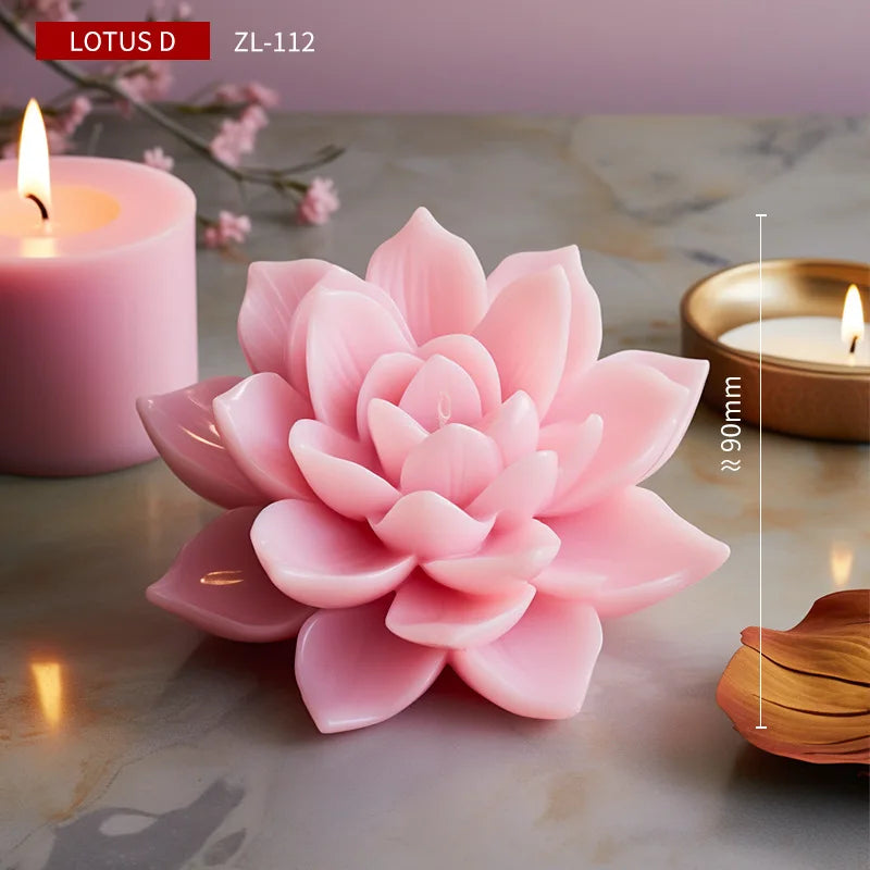 Vela en forma de loto 3D molde de silicona pastel de loto de loto silicona molde de muelles de vela moldes de resina decoración del hogar