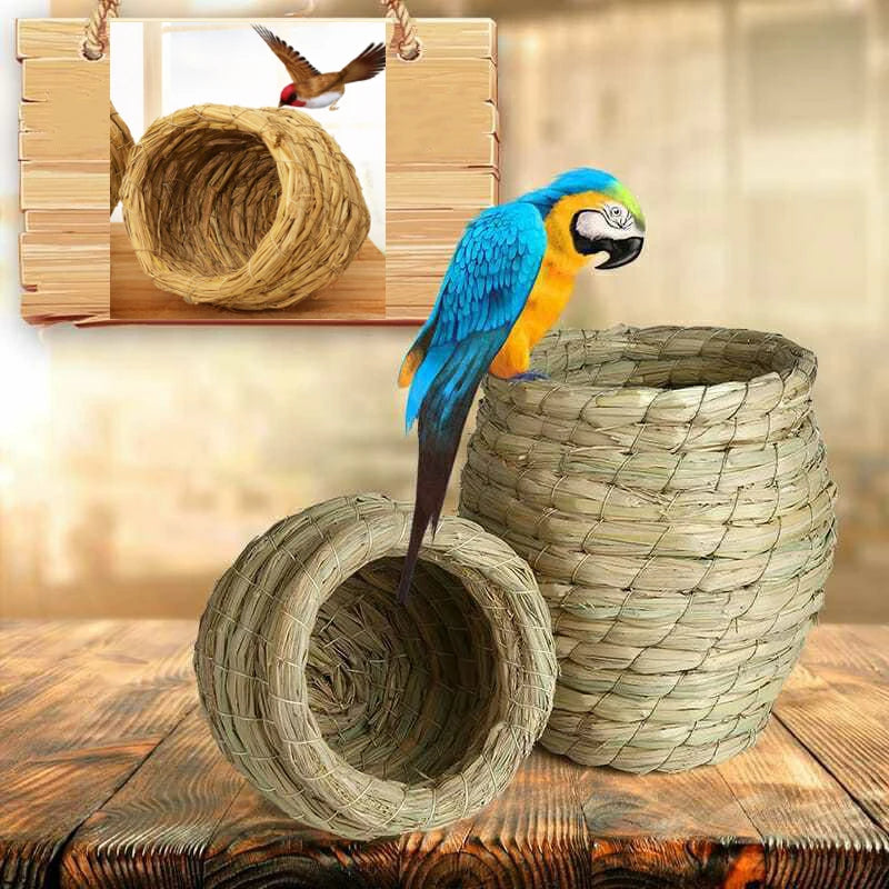 1pc natural handmade păsări de păsări cuib de porumbei casă papagal cuib cald cald pentru animale de companie curte, cutii mici de păsări pentru păsări