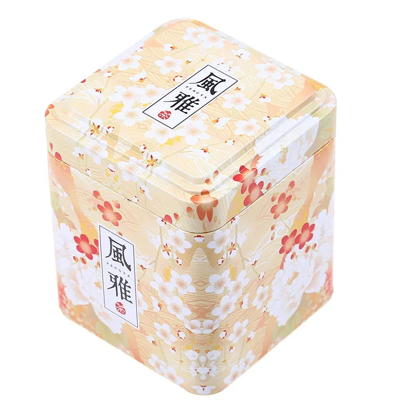 Mini Iron Tin Storage Box Tea Coffee Caddy Square Sealed Packaging Box Canister Vintage Tea Cans Kitchen Storage Container Jar