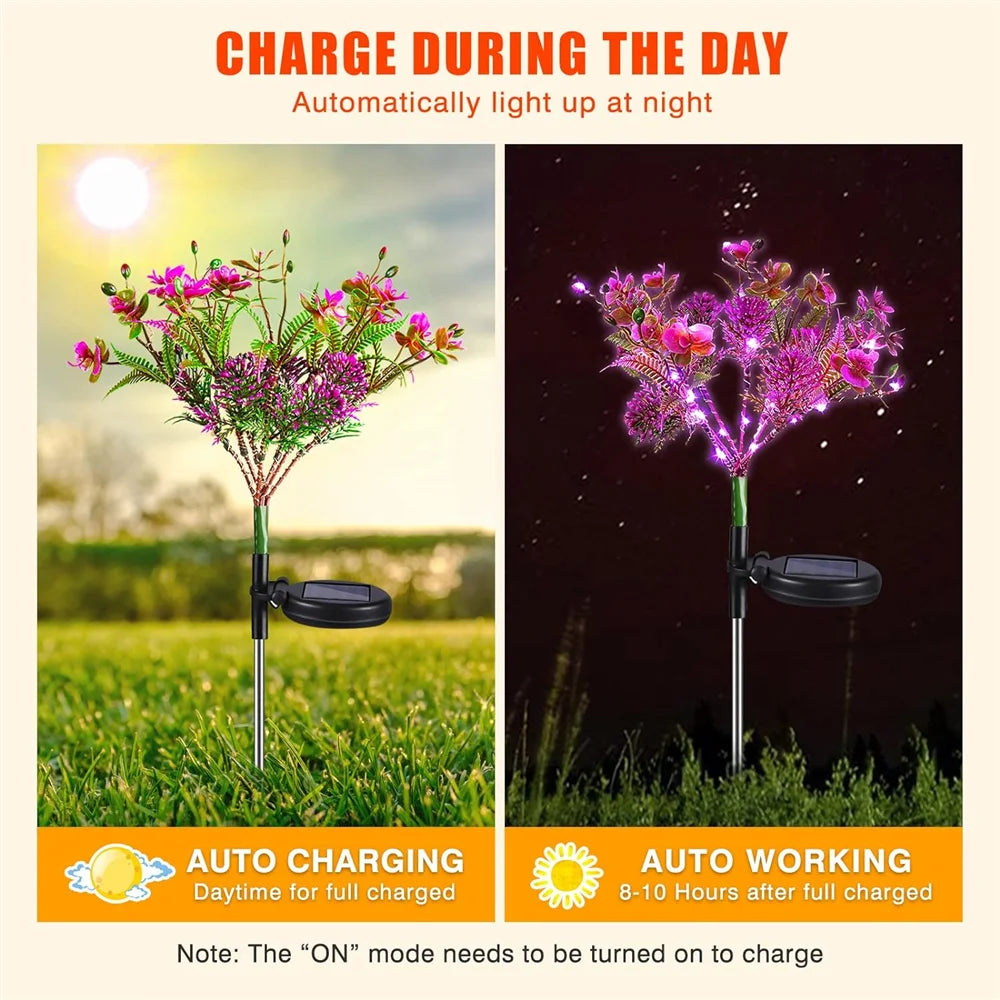 1pc solenergi lys utendørs hage dekorative solcelledrevne phalaenopsis blomster lys vanntett ip65 hagearbeidsgaver for kvinner