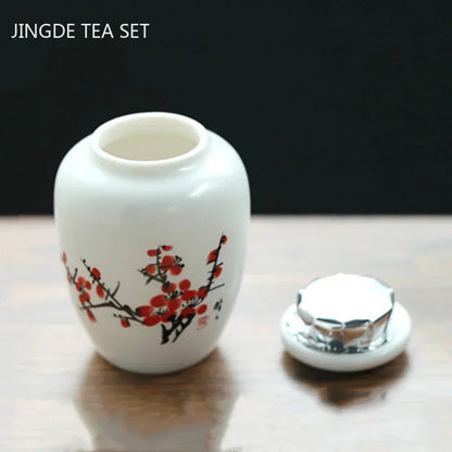Portable Ceramic Tea Caddy Household Storage Sealed Tank Travel Coffee Moisture-proof Jar Kitchen Spice Candy Containers