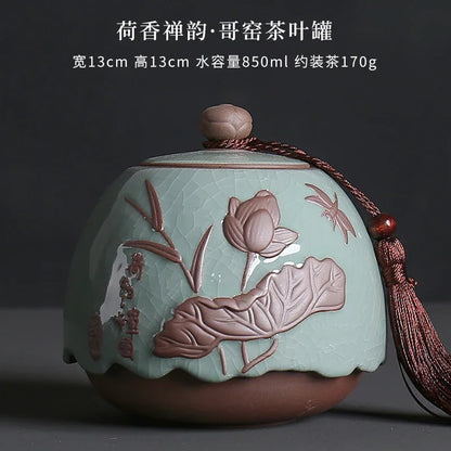 Ceramic Tea Caddy Storage Tank Sealed Jar Candy Jar Tea Box Sugar Bowl Tea Organizer Home Food Container Decorative Jars Tea Can