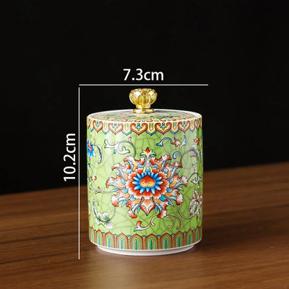 European Ceramic Storage Jar Enamel Decorative Kitchen Cereal Dispenser Coffee Table Desktop Tea Canister Living Room Candy Jars