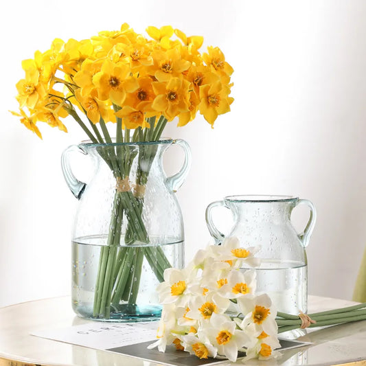 6 stk/bunch hvid kunstig narcissus blomsterbuket hjem haven desktop dekoration blomsterfest bryllup brude falske blomster