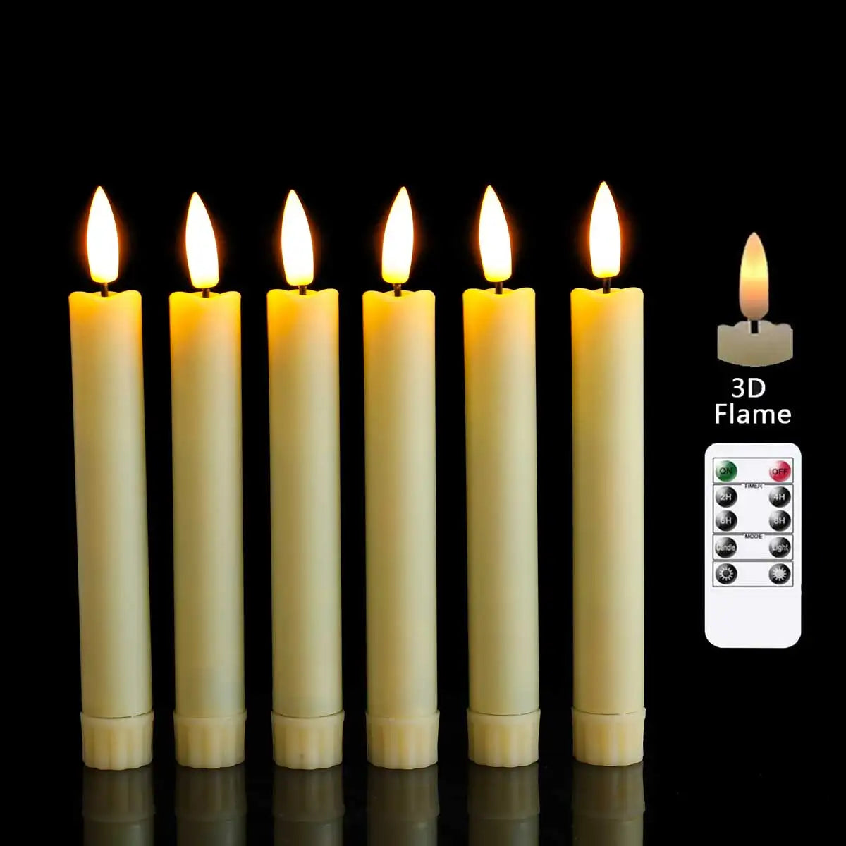 Packung mit 2 schwarzen flameless 6,5 Zoll/16,5 cm kurze LED -Verjüngung für Halloween, batteriebetriebene, angetriebene weiße/beige LED -Kerze