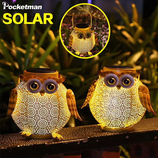 LED Solar Light Outdoor wisząca lampa krajobrazowa lampa lampa wodoodporna Wodoodporna światła Owl Nocna lekka dekoracja ogrodowa światło