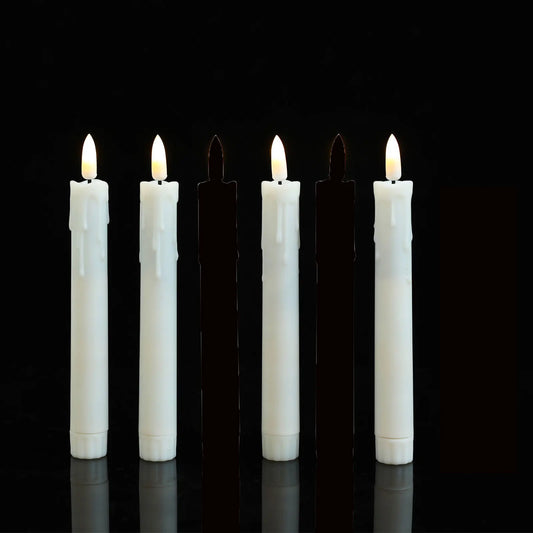 3/4/6/12 kusy Teplé biele svetlo Krátka bezplatnená dekoratívna LED zúžené sviečky, 7 palcov/17,5 cm falošné plastové realistické sviečky