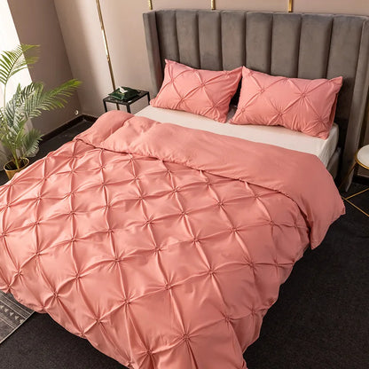 Vysoko kvalitná 3D štipka skladaná obkladová súprava 220x240 Plná farba jediná dvojitá posteľná sada obliečok