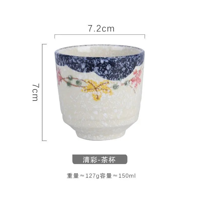 Japanese style Hefeng hand-painted ceramic tea cup, wine cup, small size drinking cup, hotel heat-resistant thickened home tea