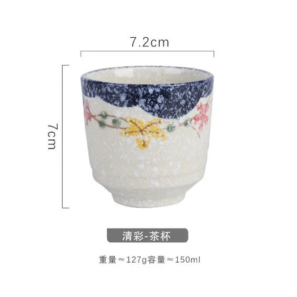 Japanese style Hefeng hand-painted ceramic tea cup, wine cup, small size drinking cup, hotel heat-resistant thickened home tea