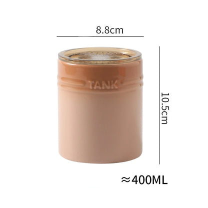 400ml Ceramic Storage Jar Kitchen Food Canisters Stackable Containers with Airtight Seal Plastic Lid for Coffee Tea Sugar Salt