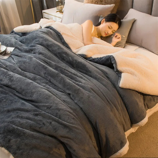 Přikrývky z zimního postele s pevným barevným přikrývkou Fleece hodí dospělé tlusté teplé pohovky zimní přikrývka Super měkká teplá přikrývka kryt luxus